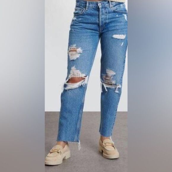 NWT BOYISH Womens The Tommy Organic Cotton Blend Distressed Button Fly Jeans 26 - Picture 9 of 13